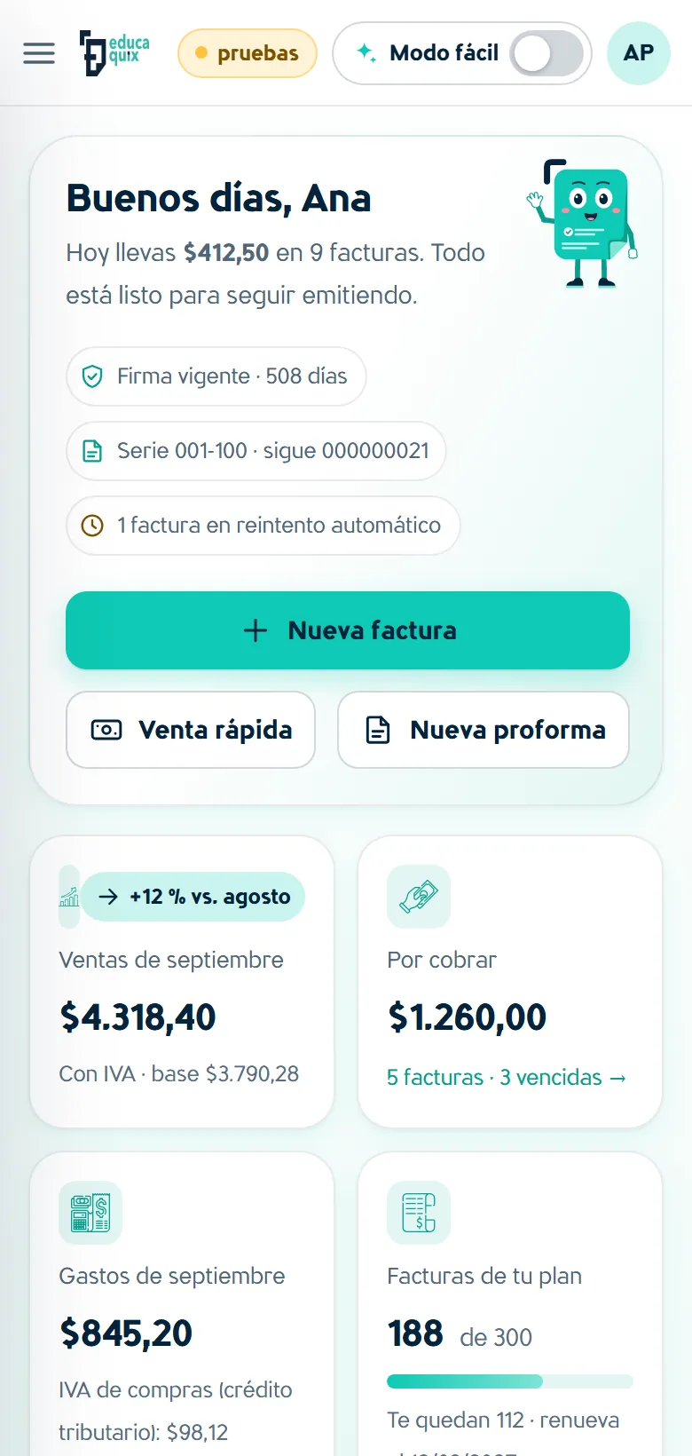Inicio del sistema en el celular.